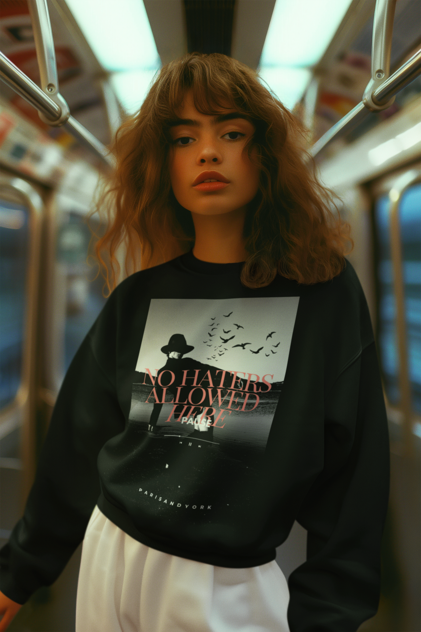 No Haters Allowed Here PAUSE | Women's Premium Sweatshirt